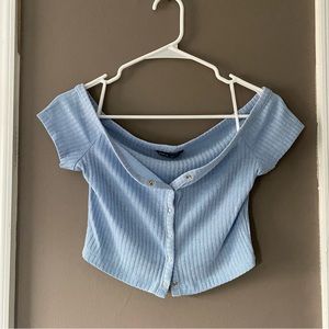SHEIN Button Up Crop Top